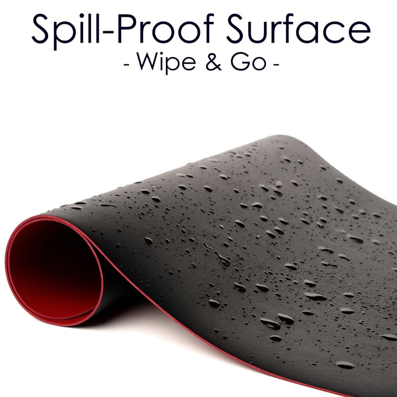 WAYBER Leather Desk Pad Protector, Waterproof Mouse Pad, PU Desk Mat, Office Desk Cover, Desk Writing Mat for Office/Home/Work/Cubicle (Black/Red) 35.4x17in - Image 4